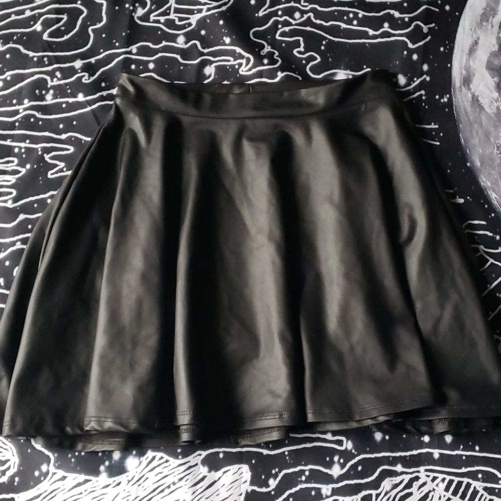 Black Faux Leather Skirt